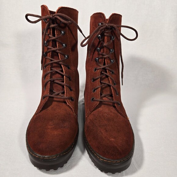 Authentic Vintage EDDIE BAUER LORD SILGA Brown Suede Combat Boots Sz 7.5M. ITALY - Picture 4 of 16